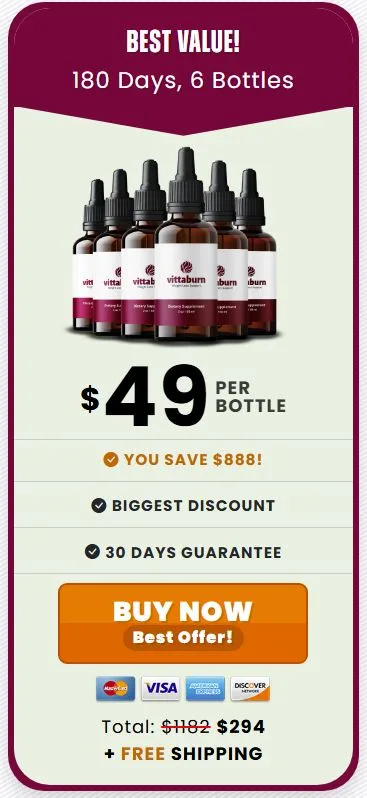 VittaBurn 6 Bottle Price